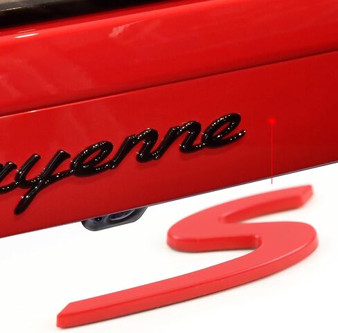 Red S Logo الخلفي صندوق التمهيد غطاء فتحة الباب الخلفي الشارة المتوافقة مع بورشه 911 991 992 718 Cayenne Panamera Macan Boxster Turbo Taycan 2013 to 2025 in Kuwait