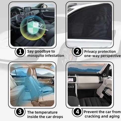 Cars Window Shades–4Pcs Breathable Mesh Sun Shade for Back & Side Windows, UV Protection for Baby, Family & Pets, Privacy Screen, Bug & Mosquito Blocker for SUV & Car, Ideal for Camping (SUV 24"x39") in Saudi Arabia