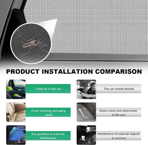 2 PCS Car Window Shades, Stretchy Mesh Front Rear Side Window Sun Shades for Heat Block UV Protection, Universal Breathable SUV Window Screen Covers to Keep Your Cars Cool (SUV, Front) in Saudi Arabia