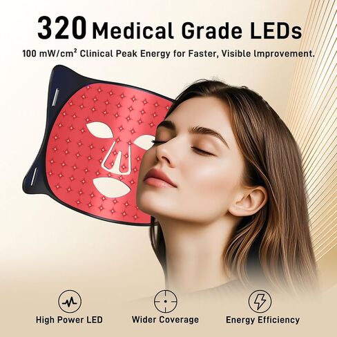 LED Face Mask Light Therapy, Enhance Red Light Therapy Mask for Face Acne, Wrinkles & Skin Rejuvenation, 3 Light Modes & Timing Settings, Eye Protection, Portable LED Face Mask Home Skincare in Saudi Arabia