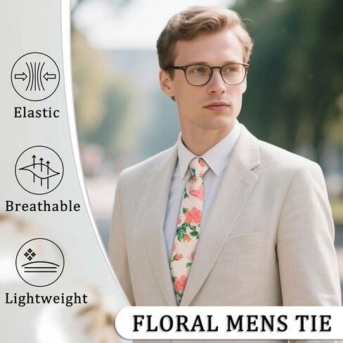 Ties for Men Floral Printed Skinny Tie Cotton Self-Tie Neck Tie for Wedding Party Graduation in Kuwait