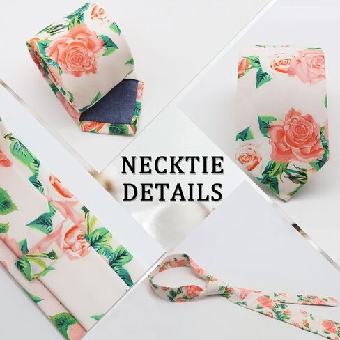 Ties for Men Floral Printed Skinny Tie Cotton Self-Tie Neck Tie for Wedding Party Graduation in Kuwait