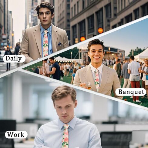 Ties for Men Floral Printed Skinny Tie Cotton Self-Tie Neck Tie for Wedding Party Graduation in Kuwait