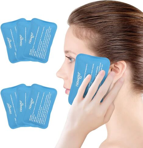 NEWGO Mini Ice Packs (6 Packs) Gel Cold Packs for Injuries Reusable, Face Ice Pack for Face Surgery, Teeth Pain, Tired Eyes, Kid's Boo Boos, Bruises, Headaches,Breastfeeding 4.5"X 3.2" Blue in Saudi Arabia