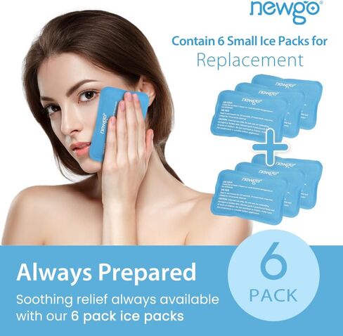 NEWGO Mini Ice Packs (6 Packs) Gel Cold Packs for Injuries Reusable, Face Ice Pack for Face Surgery, Teeth Pain, Tired Eyes, Kid's Boo Boos, Bruises, Headaches,Breastfeeding 4.5"X 3.2" Blue in Saudi Arabia
