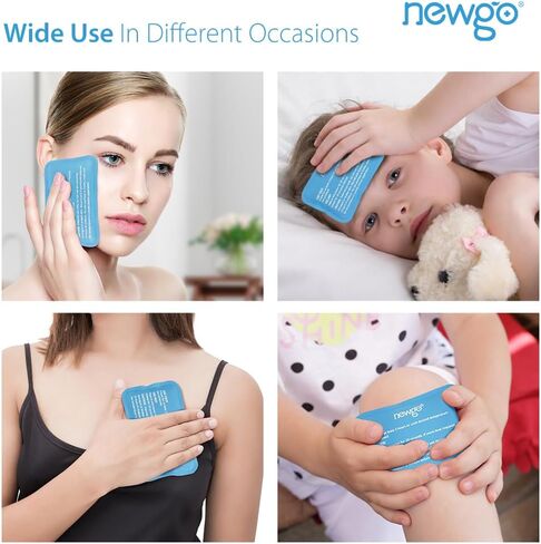 NEWGO Mini Ice Packs (6 Packs) Gel Cold Packs for Injuries Reusable, Face Ice Pack for Face Surgery, Teeth Pain, Tired Eyes, Kid's Boo Boos, Bruises, Headaches,Breastfeeding 4.5"X 3.2" Blue in Saudi Arabia