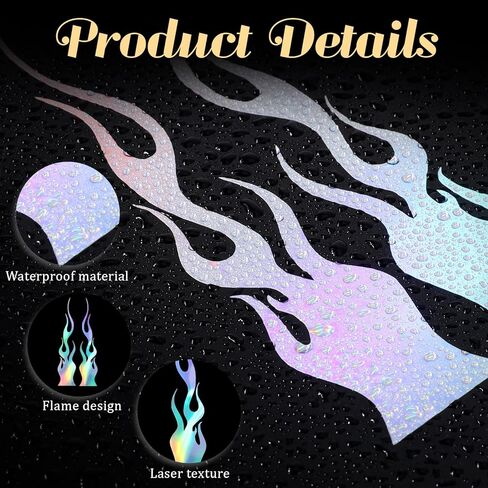 8pcs ملصقات عاكسة لهب ، 5.9 "× 1.2" شارات اللهب للرياضة والدراجات ، ألواح التزلج ، كمبيوتر محمول وديكور ديي ، شارات عاكسة in Kuwait