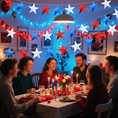 60 Pcs 6 Inch Stars Cutouts, Double Printed Paper Star Decorations for Independence Day Bulletin Board Decor School Classroom DIY Craft Projects Supplies (Red, Blue, Silver) in Saudi Arabia