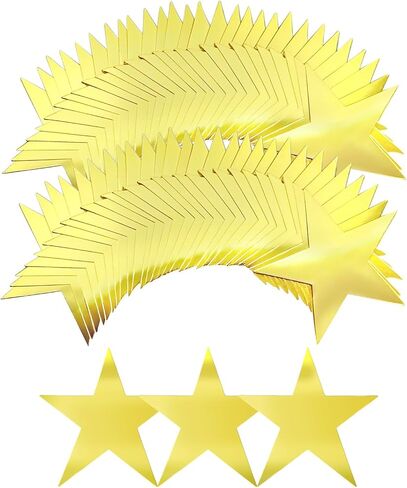 60 Pcs 6 Inch Stars Cutouts, Double Printed Paper Star Decorations for Independence Day Bulletin Board Decor School Classroom DIY Craft Projects Supplies (Red, Blue, Silver) in Saudi Arabia