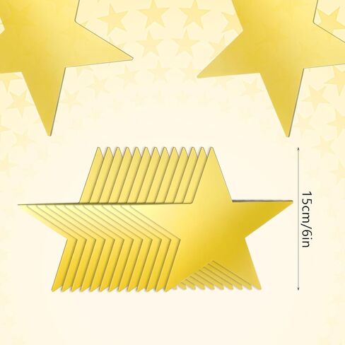 48 Pcs 6 Inch Gold Star Cutouts Double Printed Paper Gold Cutouts Glitter Star Decor Decoration Cardboard Red Carpet Party Supplies for Bulletin Boards Christmas Weddings in Saudi Arabia