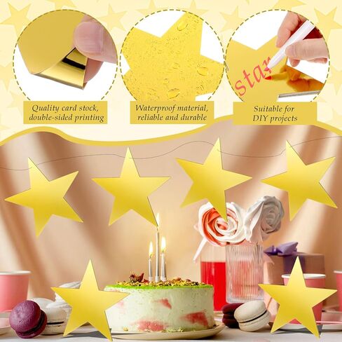 48 Pcs 6 Inch Gold Star Cutouts Double Printed Paper Gold Cutouts Glitter Star Decor Decoration Cardboard Red Carpet Party Supplies for Bulletin Boards Christmas Weddings in Saudi Arabia