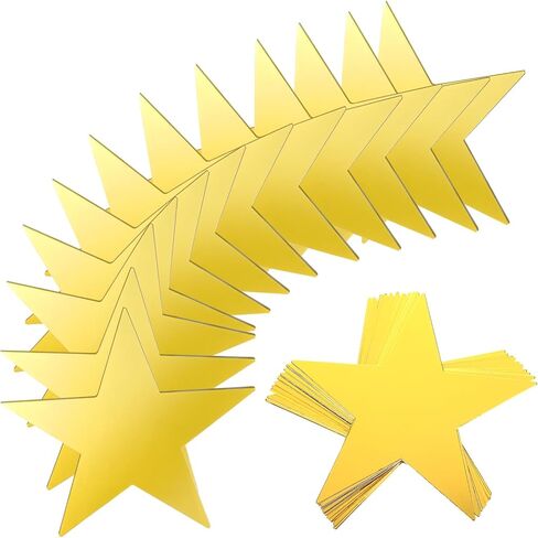 48 Pcs 6 Inch Gold Star Cutouts Double Printed Paper Gold Cutouts Glitter Star Decor Decoration Cardboard Red Carpet Party Supplies for Bulletin Boards Christmas Weddings in Saudi Arabia