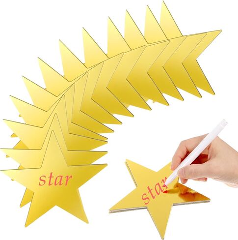 48 Pcs 6 Inch Gold Star Cutouts Double Printed Paper Gold Cutouts Glitter Star Decor Decoration Cardboard Red Carpet Party Supplies for Bulletin Boards Christmas Weddings in Saudi Arabia