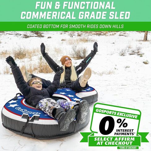 GoSports Heavy Duty 2 Person Winter Snow Tube with Premium Canvas Cover - America, Blue, Red or Retro in Kuwait