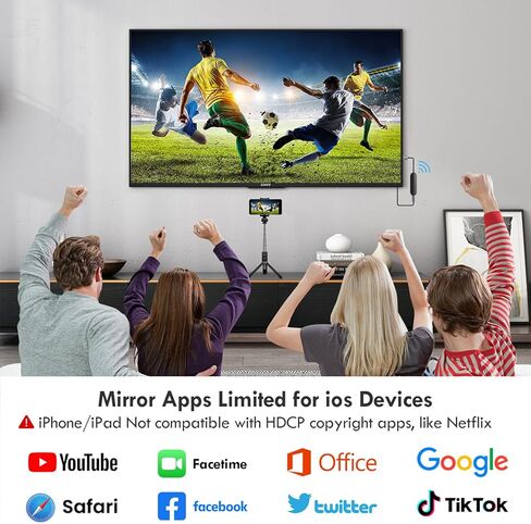 Wireless HDMI Transmitter and Receiver,Plug and Play Portable 2.4G/5G Streaming Wireless HDMI Extender Kit Media,4K Decoding,1080P Output for Video for Laptop,Netfix,Projector,HDTV,No App/Bluetooth in Saudi Arabia