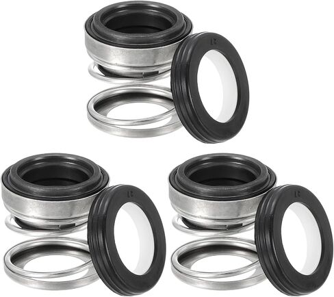 PATIKIL Mechanical Shaft Seal Replacement, 3 Pack 108-14 Ceramic Carbon Ring Sealing Shaft Spring Kit for Water Pump Oil Cylinder, Black Silver, 0.55" (14mm) in Saudi Arabia