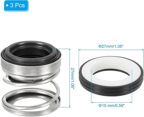 PATIKIL Mechanical Shaft Seal Replacement, 3 Pack 108-14 Ceramic Carbon Ring Sealing Shaft Spring Kit for Water Pump Oil Cylinder, Black Silver, 0.55" (14mm) in Saudi Arabia