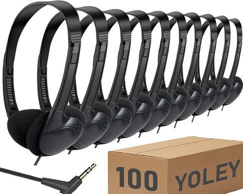 Kids Headphones Bulk 12 Pack for School Classroom,Wholeslae Wired Durable Earphones Class Set for Students Children Toddler Teens Boys Girls and Adult(FM101 Black) in Saudi Arabia