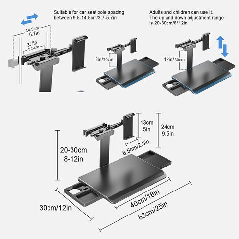 طاولة علبة مقعد السيارة المحمولة ، طاولة المقعد الخلفي للسيارة ، مكتب كمبيوتر محمول مقعد قابل للتعديل ، مكتب قابلة للطي تلسكوبيا للتشغيل الآلي ، مكتب صواني الطعام ، للعمل ، الكتابة ، الأكل ، السفر in Kuwait