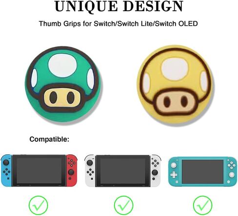 PERFECTSIGHT Switch Thumb Grips, Cute Joystick Caps for Nintendo Switch, 4 PCS Thumbstick Cover for Switch Lite, Switch OLED, Analog Stick Button Cover for NS Joycon Controller (Yellow+Pink) in Kuwait