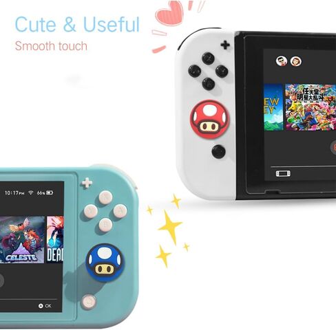 PERFECTSIGHT Switch Thumb Grips, Cute Joystick Caps for Nintendo Switch, 4 PCS Thumbstick Cover for Switch Lite, Switch OLED, Analog Stick Button Cover for NS Joycon Controller (Yellow+Pink) in Kuwait