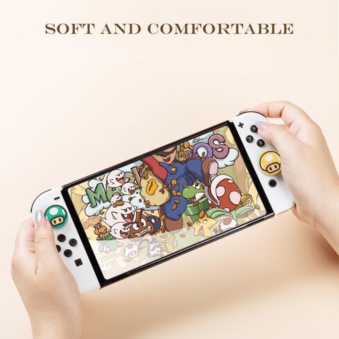 PERFECTSIGHT Switch Thumb Grips, Cute Joystick Caps for Nintendo Switch, 4 PCS Thumbstick Cover for Switch Lite, Switch OLED, Analog Stick Button Cover for NS Joycon Controller (Yellow+Pink) in Kuwait