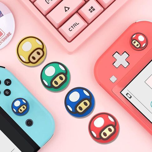 PERFECTSIGHT Switch Thumb Grips, Cute Joystick Caps for Nintendo Switch, 4 PCS Thumbstick Cover for Switch Lite, Switch OLED, Analog Stick Button Cover for NS Joycon Controller (Yellow+Pink) in Kuwait