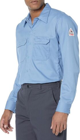 Bulwark Fr Men's Flame Resistant 7 Oz Cotton Shirt مع تنفيس الأكمام in Kuwait