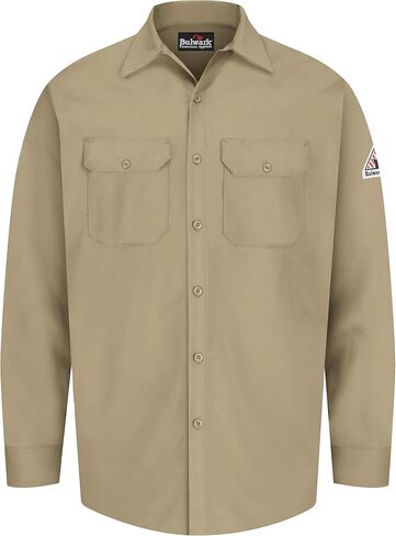 Bulwark Fr Men's Flame Resistant 7 Oz Cotton Shirt مع تنفيس الأكمام in Kuwait