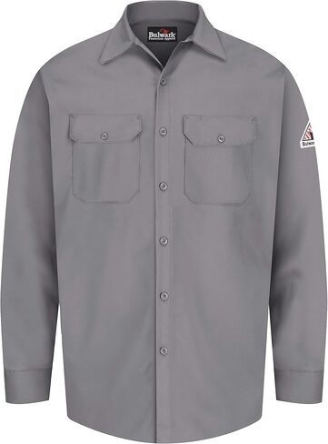 Bulwark Fr Men's Flame Resistant 7 Oz Cotton Shirt مع تنفيس الأكمام in Kuwait