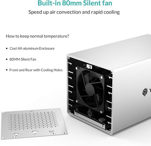 Yottamaster 4 Bay External Hard Drive Enclosure, Aluminum USB3.0 3.5" HDD Enclosure for 3.5 & 2.5 Inch SATA HDD/SSD, Support 72TB(4x18TB) Direct Attached Storage DAS, Non-RAID [PS400U3] in Saudi Arabia