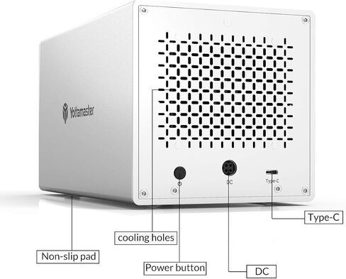 Yottamaster 4 Bay External Hard Drive Enclosure, Aluminum USB3.0 3.5" HDD Enclosure for 3.5 & 2.5 Inch SATA HDD/SSD, Support 72TB(4x18TB) Direct Attached Storage DAS, Non-RAID [PS400U3] in Saudi Arabia