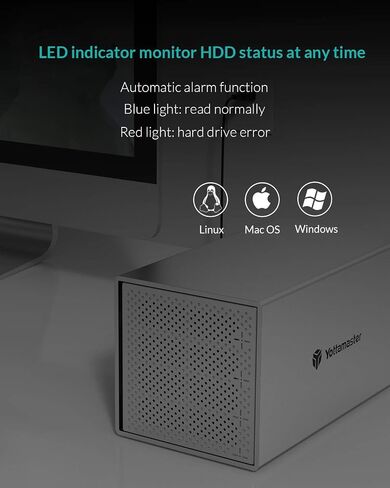 Yottamaster 4 Bay External Hard Drive Enclosure, Aluminum USB3.0 3.5" HDD Enclosure for 3.5 & 2.5 Inch SATA HDD/SSD, Support 72TB(4x18TB) Direct Attached Storage DAS, Non-RAID [PS400U3] in Saudi Arabia