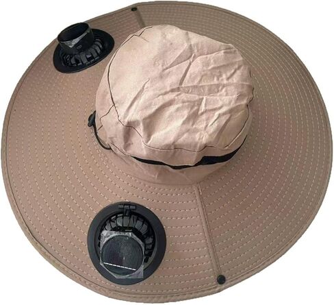 Winb Wide Brim Solar Fan Outdoor Fishing Hat,Men Sun Hat with 2 Solar Fan Fishing Hats in Kuwait