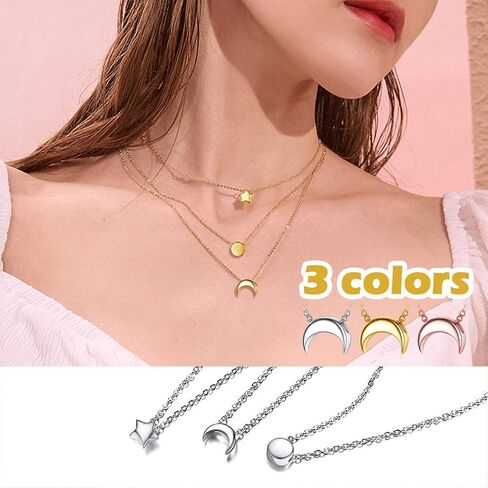Silvora 925 Sterling Silver Pendant Necklace Dainty Heart/Moon/Star/Round Charms Necklace for Women, Silver/Gold/Rose Gold in Saudi Arabia