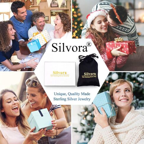 Silvora 925 Sterling Silver Pendant Necklace Dainty Heart/Moon/Star/Round Charms Necklace for Women, Silver/Gold/Rose Gold in Saudi Arabia