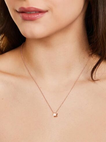 Silvora 925 Sterling Silver Prendant Netclace Dainty Heart/Moon/Star/Round Darlace Necklace for Women ، Silver/Gold/Rose Gold in Saudi Arabia