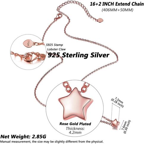 Silvora 925 Sterling Silver Prendant Netclace Dainty Heart/Moon/Star/Round Darlace Necklace for Women ، Silver/Gold/Rose Gold in Saudi Arabia