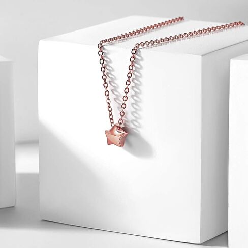 Silvora 925 Sterling Silver Prendant Netclace Dainty Heart/Moon/Star/Round Darlace Necklace for Women ، Silver/Gold/Rose Gold in Saudi Arabia