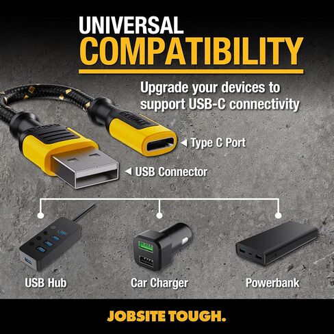 DEWALT MALE TYPE C to FEMALE USB A 3 INCH ADAPTER 2 PACK in Kuwait