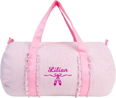 MT WORLD Pink Ballet Bags for Girls Ruffle Kids Overnight Duffle Bag Seersucker Personalized Dance Bag with Name Weekender Bag Custom Small Duffle Bag for Travel School Sleepover in Saudi Arabia