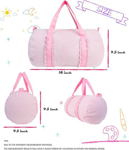 MT WORLD Pink Ballet Bags for Girls Ruffle Kids Overnight Duffle Bag Seersucker Personalized Dance Bag with Name Weekender Bag Custom Small Duffle Bag for Travel School Sleepover in Saudi Arabia