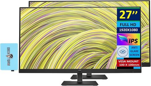 HP 27" P27h Computer Monitor Bundle with Docztorm Dock, FHD IPS (1920 x 1080) 60Hz Display, Stereo Audio, HDMI, VESA Mount (100x100 mm), Ideal for Home and Business (2025 Latest Model) in Saudi Arabia
