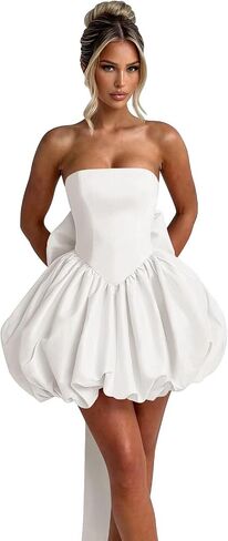 SoDigne Strapless Short Homecoming Dresses with Bow Corset Prom Gown Satin Mini Cocktail Party Dress for Teens in Saudi Arabia