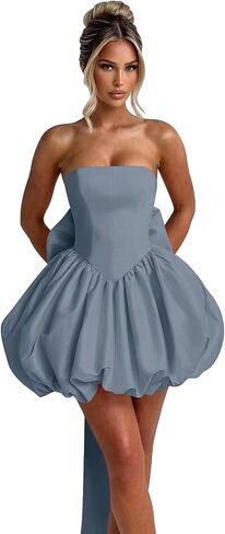 SoDigne Strapless Short Homecoming Dresses with Bow Corset Prom Gown Satin Mini Cocktail Party Dress for Teens in Saudi Arabia
