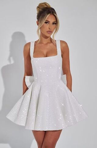 Puffy Sequin Homecoming Dresses for Teens with Bow Wide Strap Sparkly Short Prom Cocktail Party Dress in Saudi Arabia