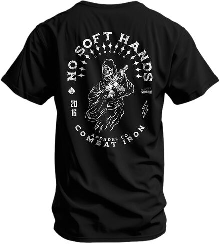 Combat Iron Men's Graphic T-Shirt | No Soft Hands, Reaper | Cotton-Poly Blend | Athletic Fit, Tagless Comfort in Saudi Arabia