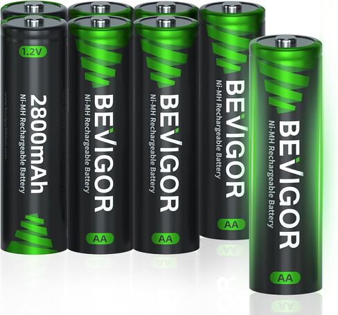 Rechargeable AA Batteries with Charger, BEVIGOR 10 Pack 2800mAh High Capacity Ni-MH Double A Batteries with Smart 8 Bay Smart Battery Charger,USB Fast Charging in Kuwait