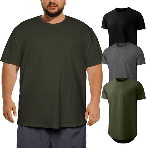 Men's 3XL-8XL Big and Tall T-Shirts Casual Stretch Short-Sleeve Tee for Men in Kuwait