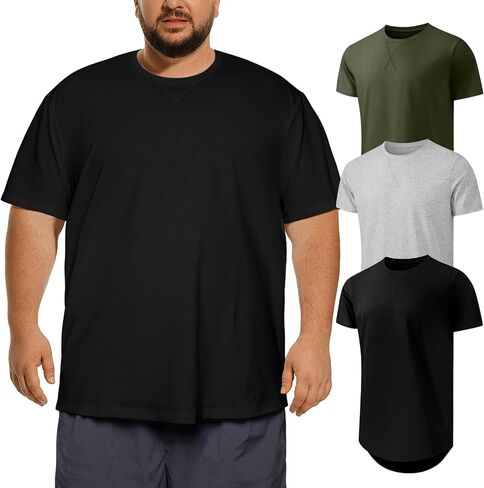 Men's 3XL-8XL Big and Tall T-Shirts Casual Stretch Short-Sleeve Tee for Men in Kuwait